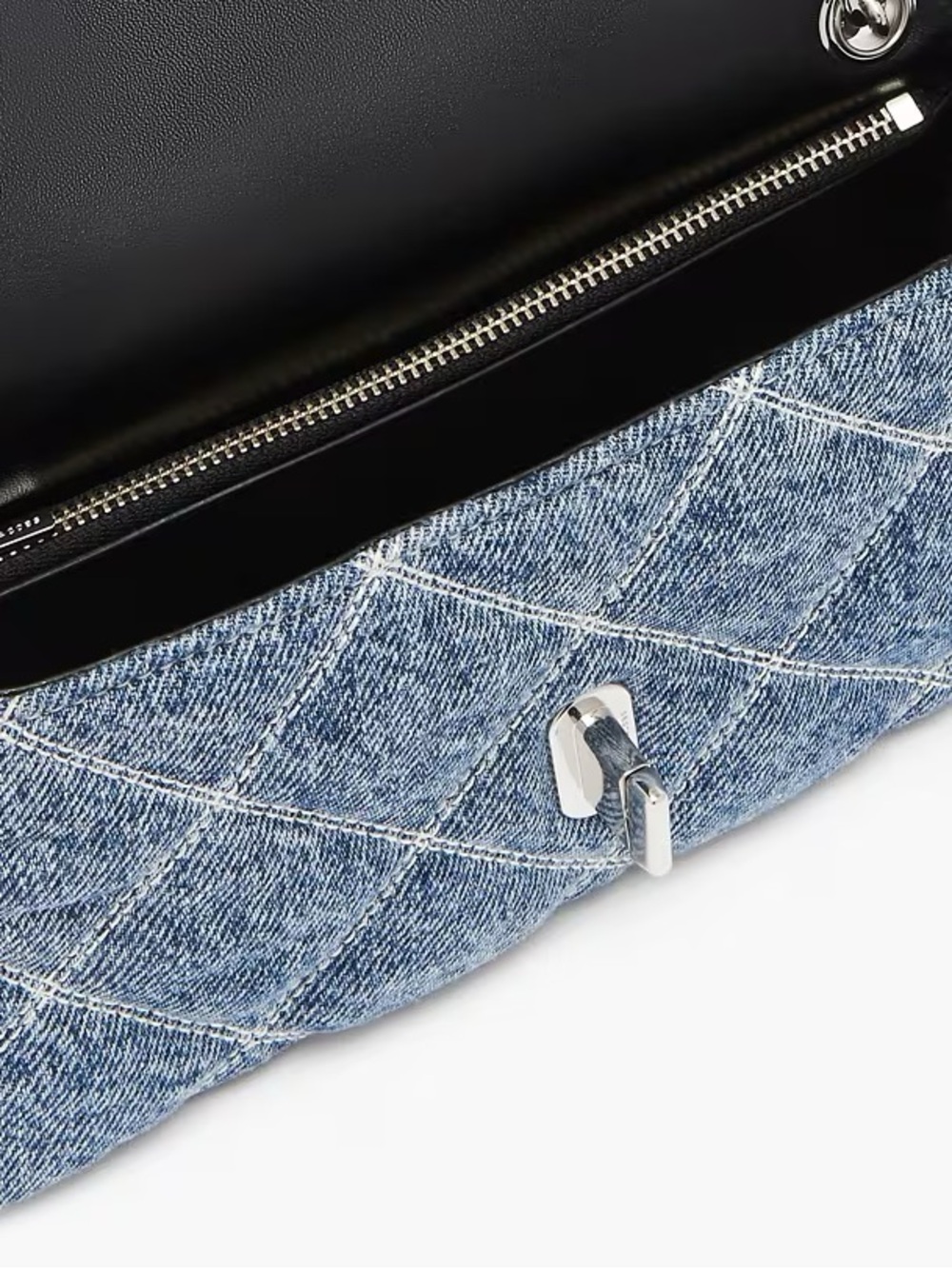 Dual Chain Denim Quilted Mini Crossbody Bag - Picture 4 of 5